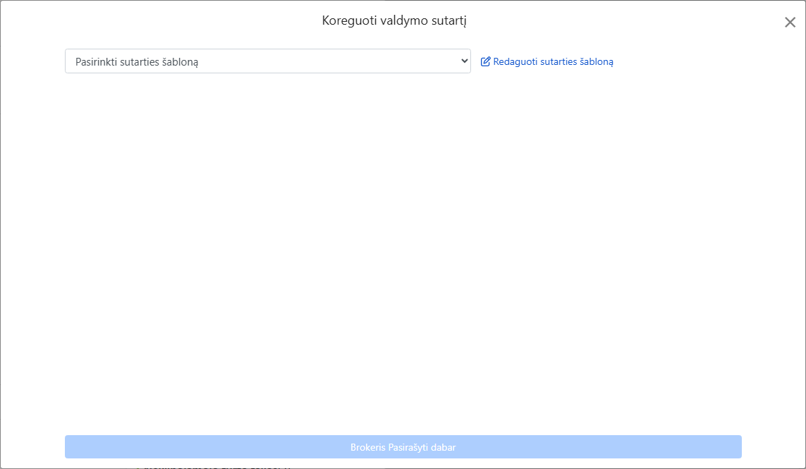 Pasirinkti valdymo sutarties šabloną