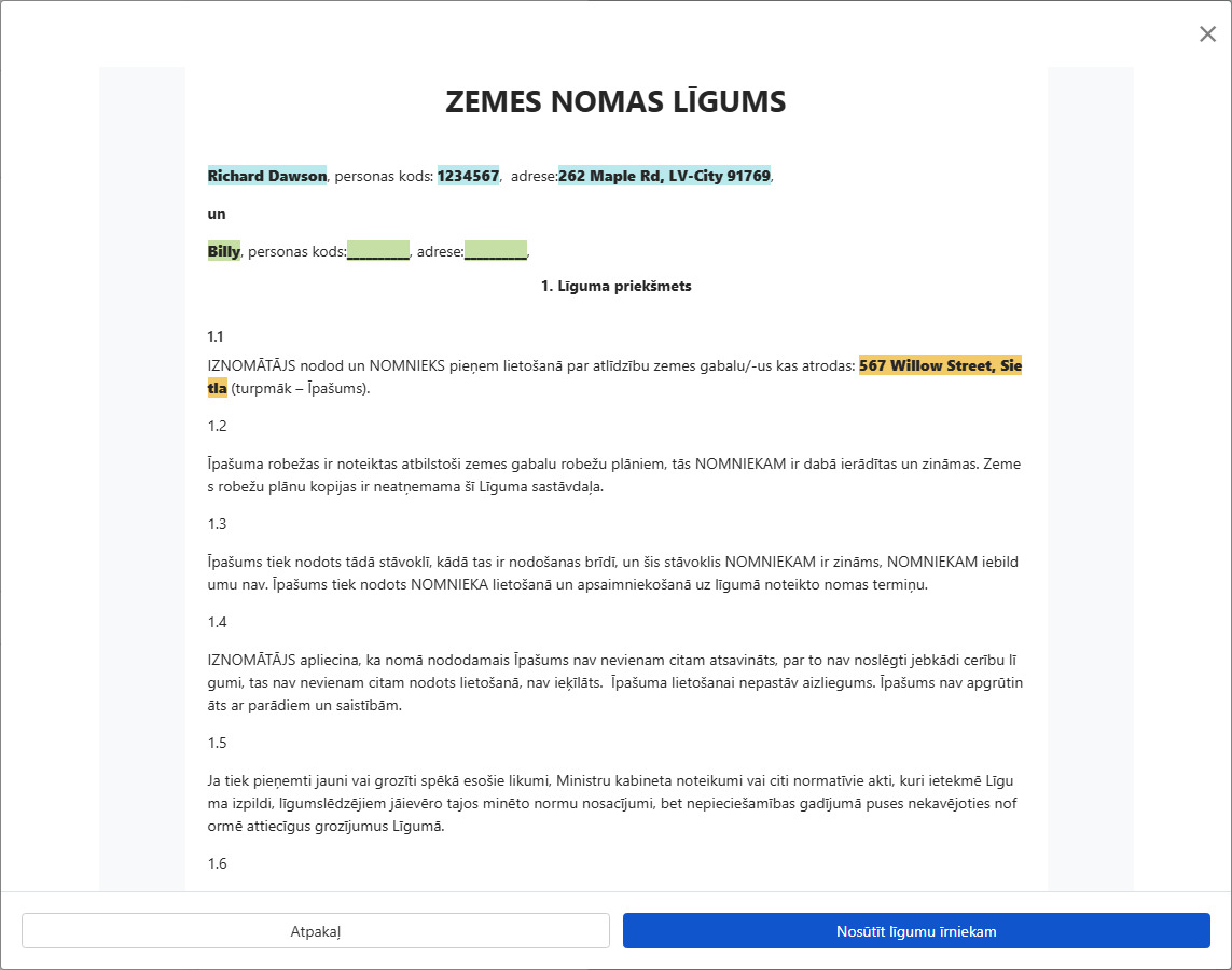 Pārskatiet līgumu un nosūtiet to īrniekam parakstīšanai