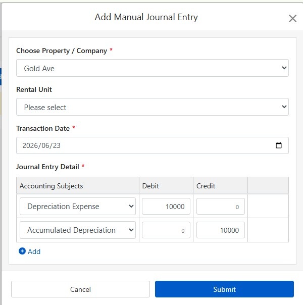 Add Manual Entry