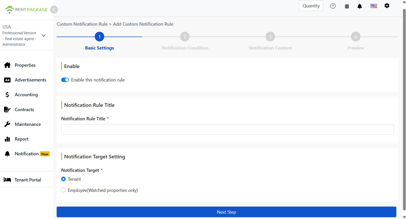Basic Settings: Enable switch, rule name, and recipients