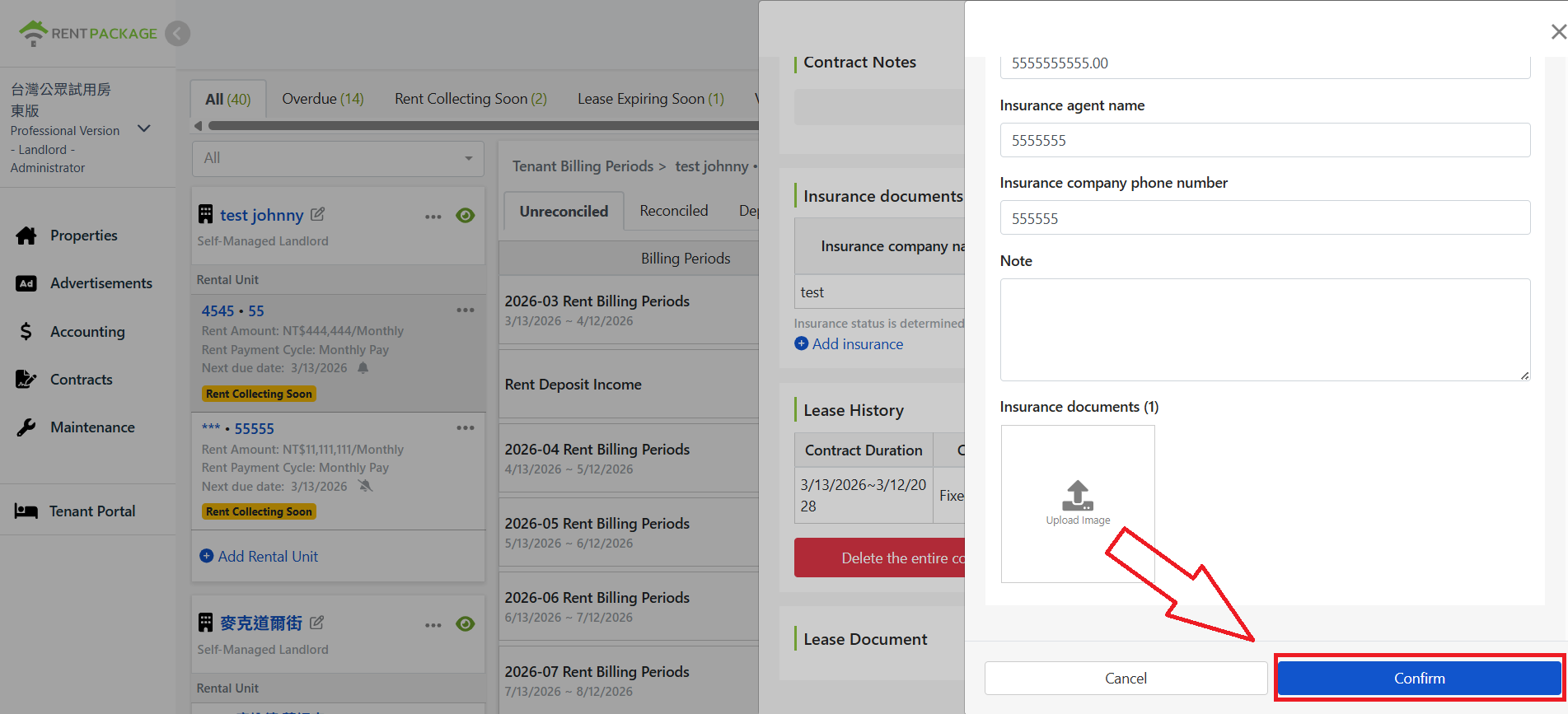 Click confirm to save after editing