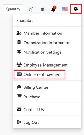 Select Online Rent Payment from the top right settings menu