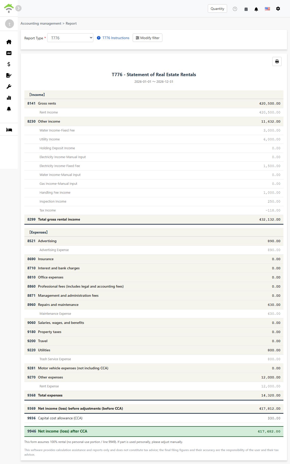 Generated T776 report