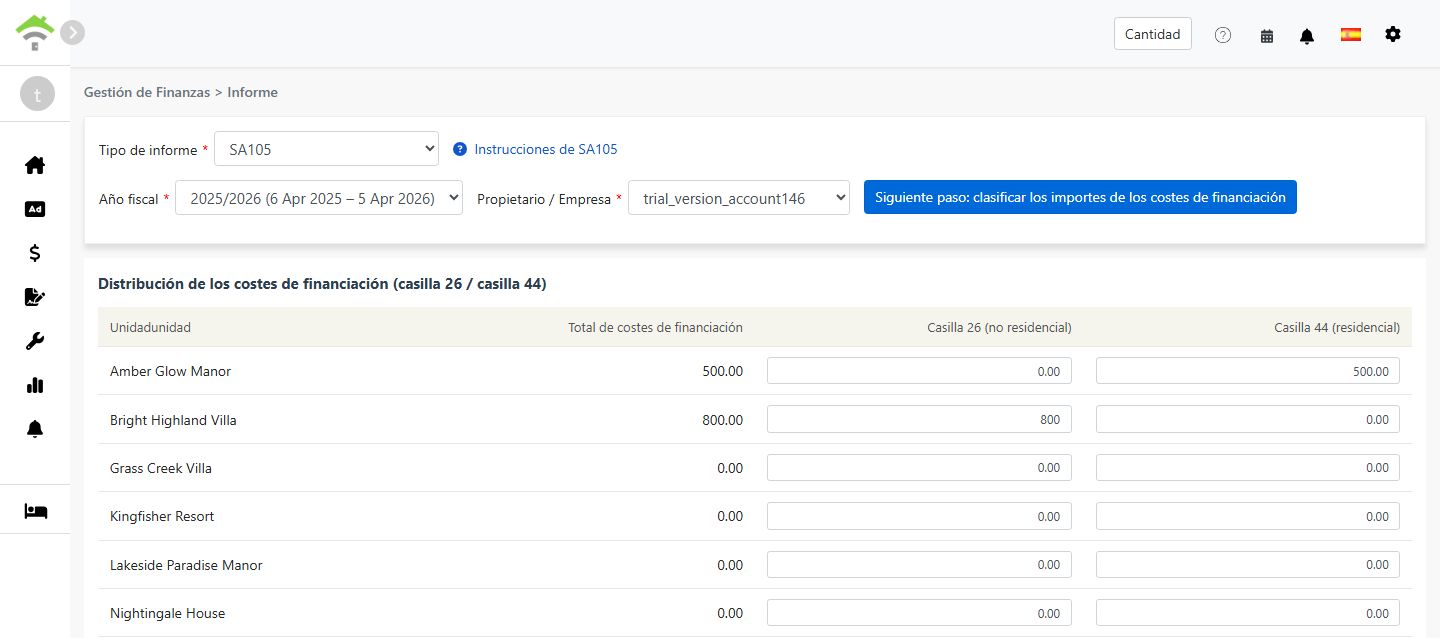 Repartir los costes financieros entre la casilla 26 y la casilla 44