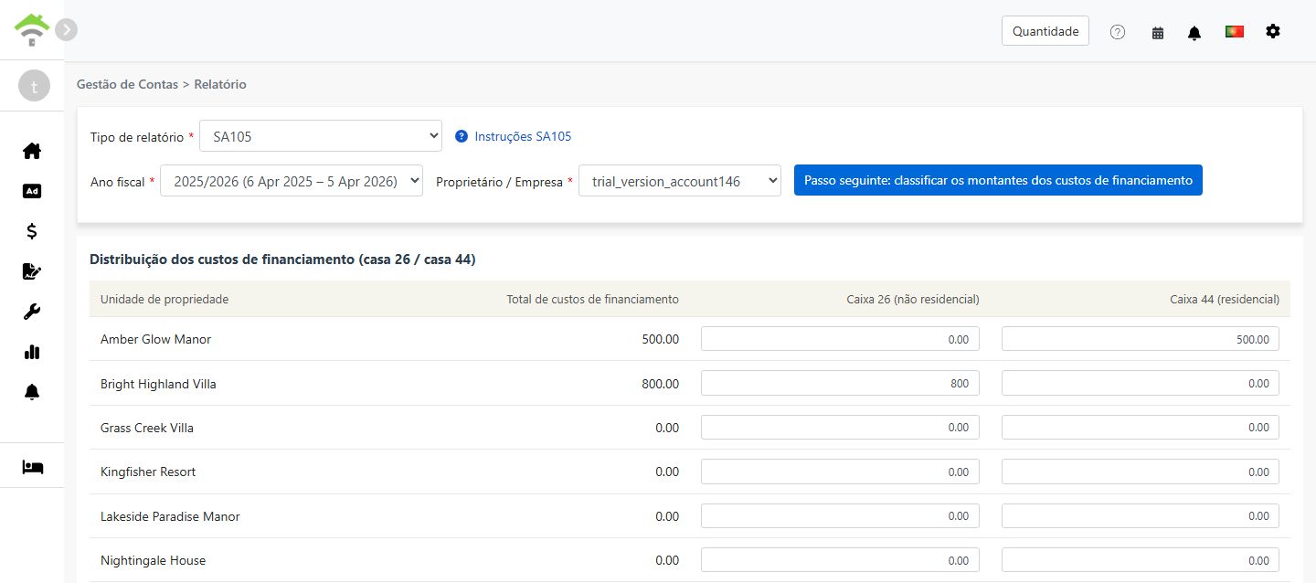 Repartir os encargos financeiros entre a casa 26 e a casa 44