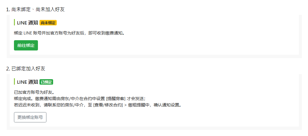 修改房客頁面中的 LINE 綁定狀態