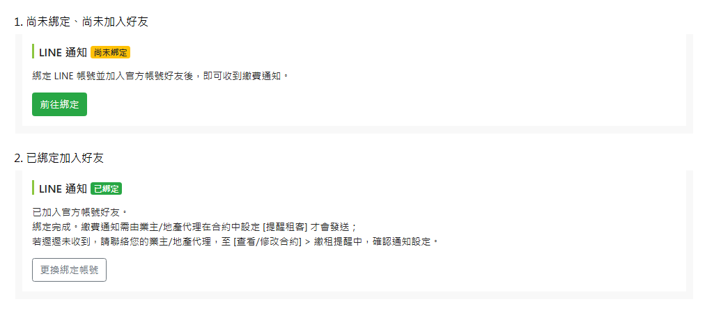 修改房客頁面中的 LINE 綁定狀態