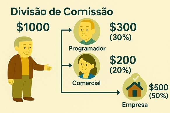 Exclusivo para agentes - Distribua a comissão proporcionalmente para bónus de colaboradores: Colaboradores de desenvolvimento, de vendas e agências imobiliárias