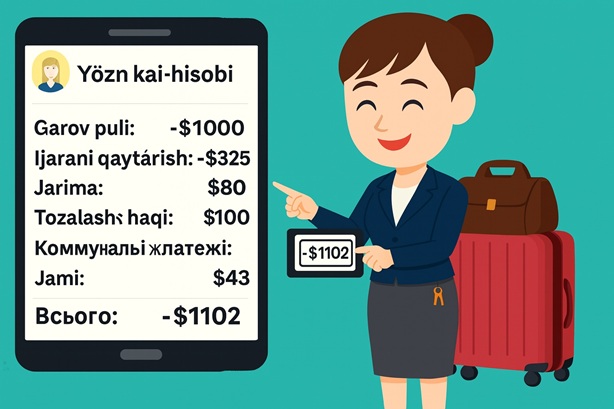 Ijaradan chiqqanda hisoblashlardan ozod! Tizim avtomatik ravishda chiqish hisob-kitob varaqasini tayyorlaydi.